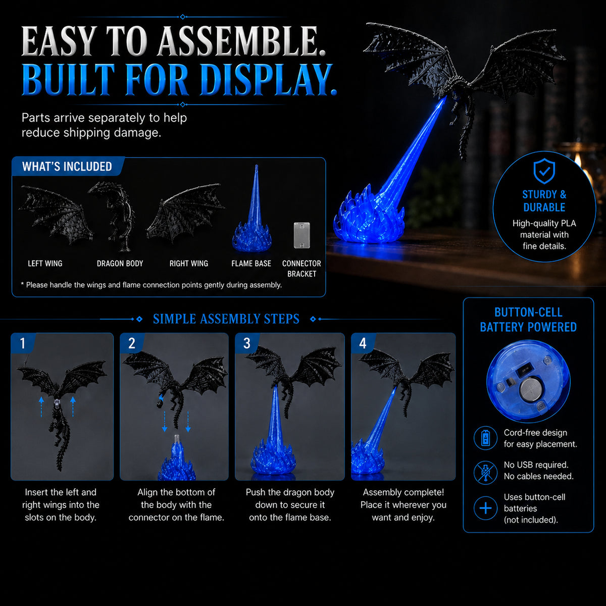 3D Emberwing Fire Breathing Dragon LED Display