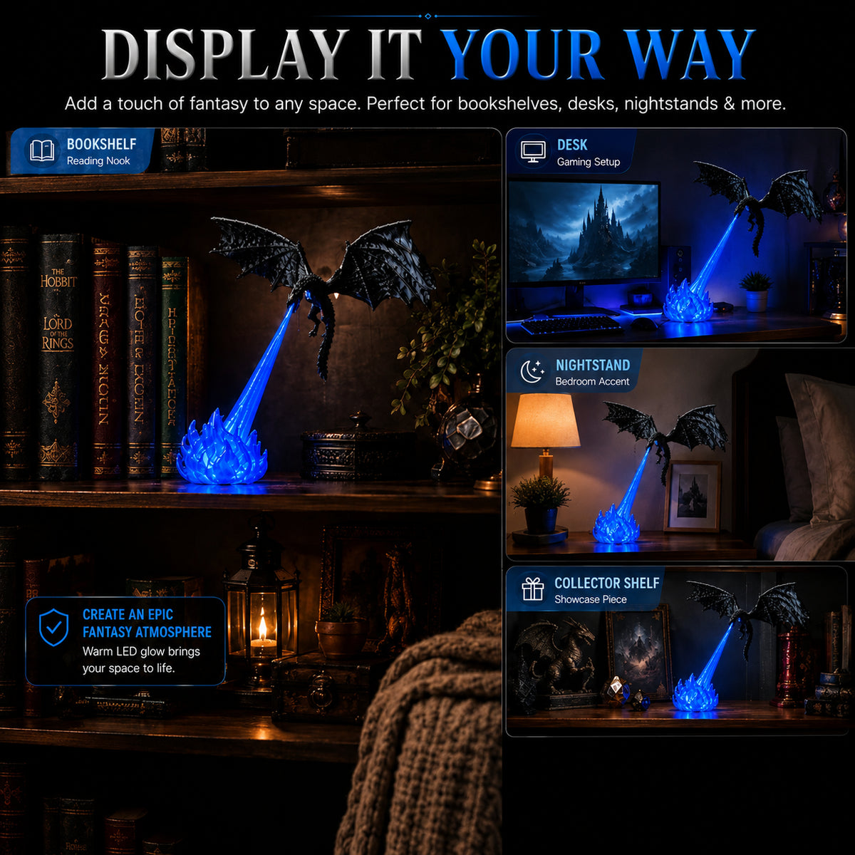3D Emberwing Fire Breathing Dragon LED Display