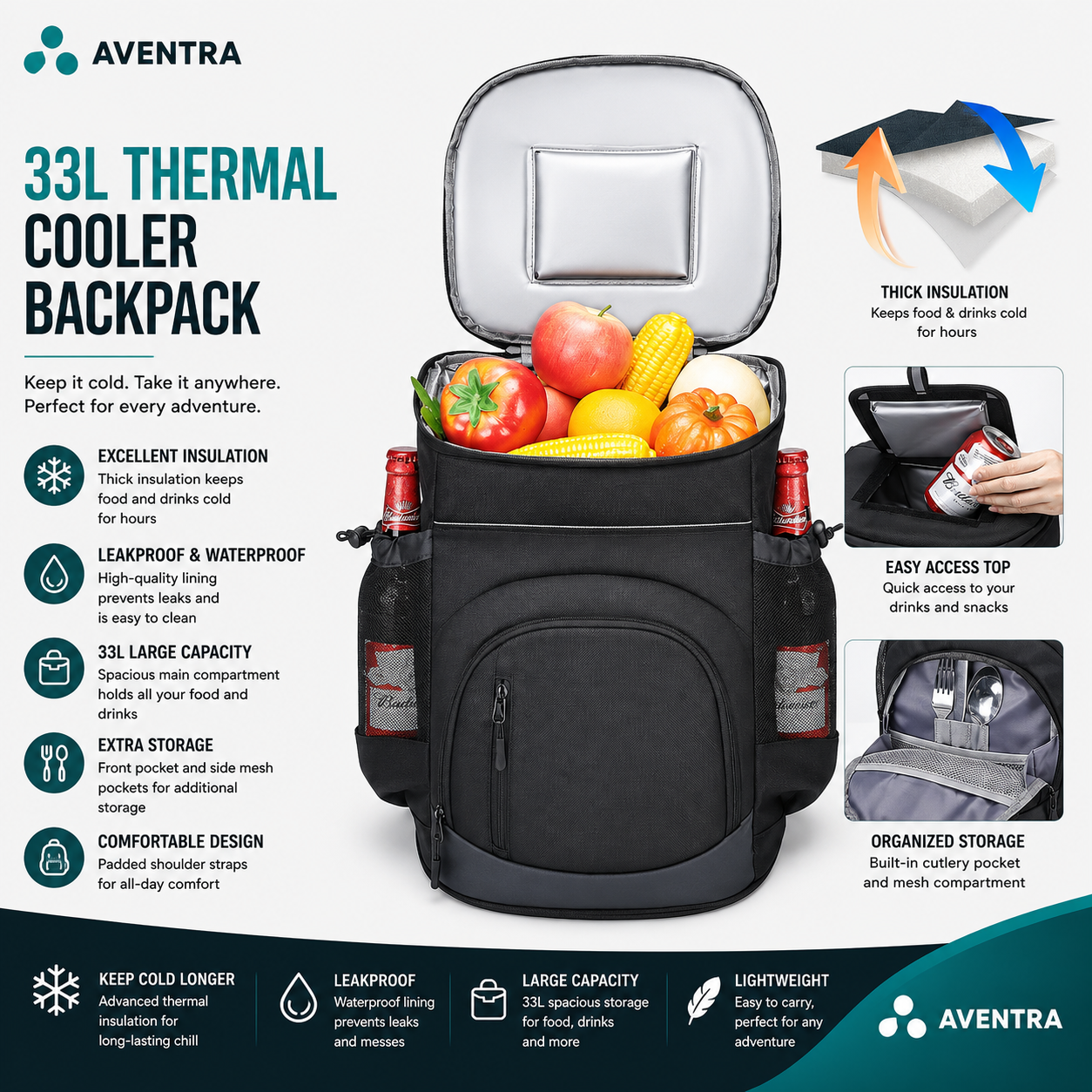 Aventra Chill Waterproof Cooler Backpack